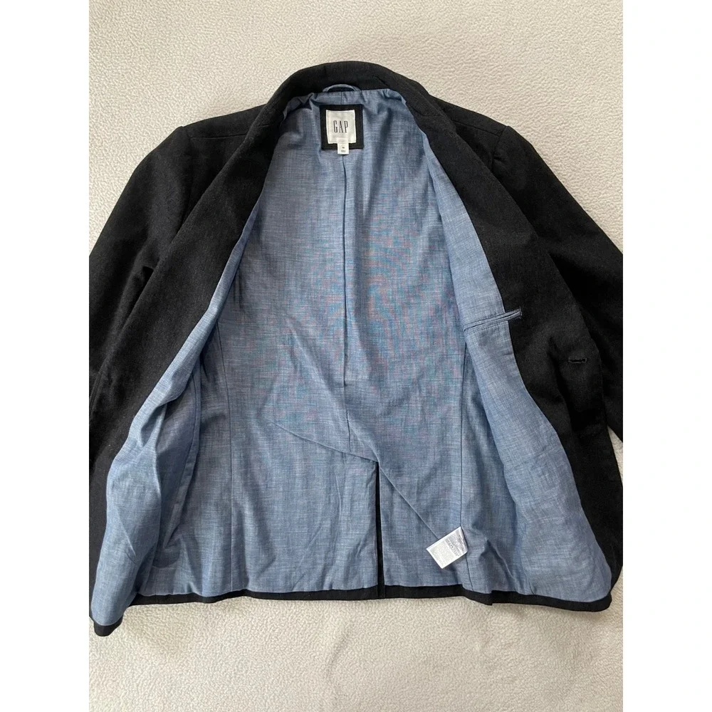 Gap Mens Extra Small‎ Blazer Charcoal Tonal Herringbone Cotton Blend Jacket